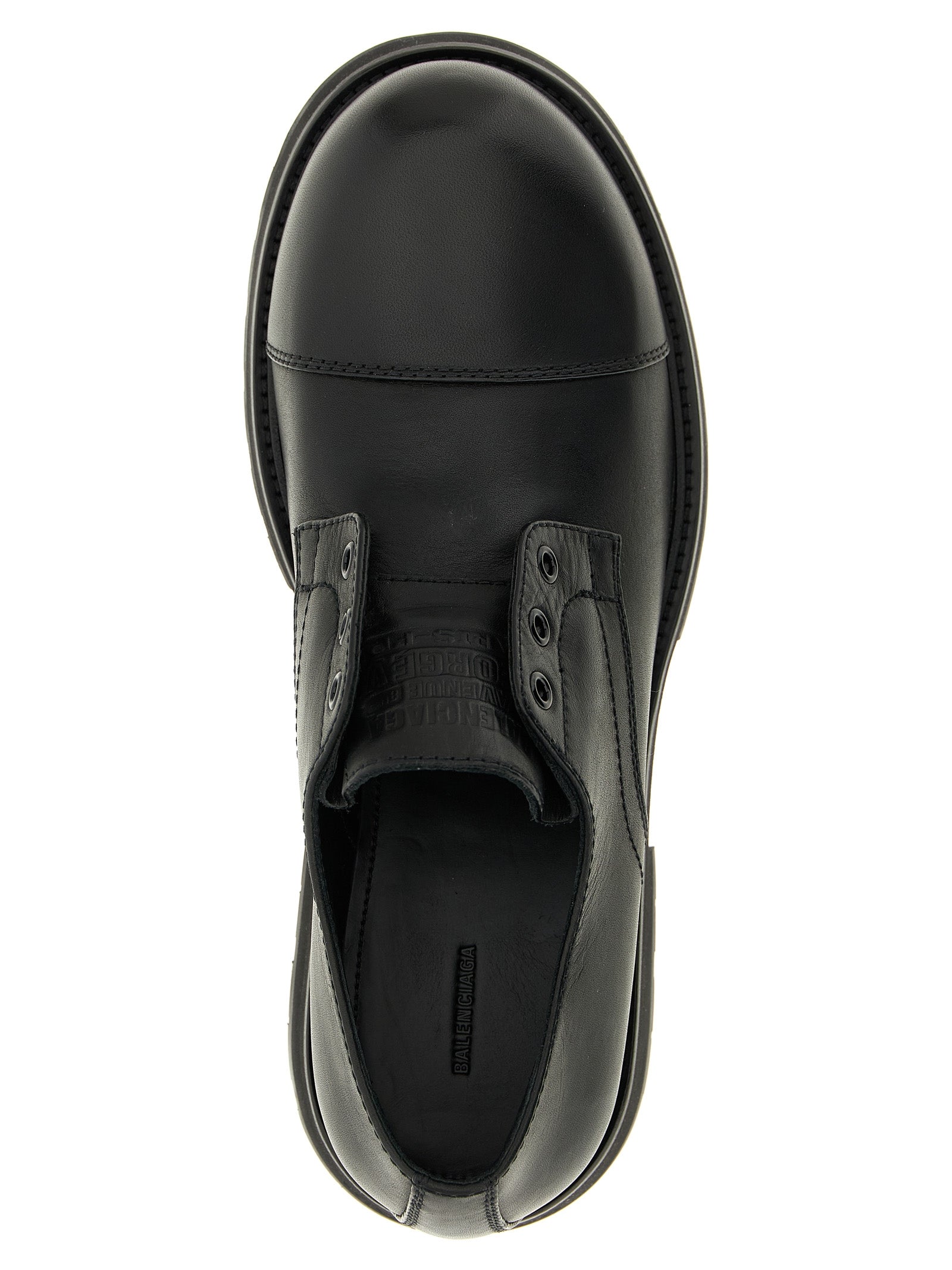 Balenciaga Black Bull Skin Slip-On Loafers