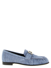 Fendi Blue Calfskin Slip-On Loafers