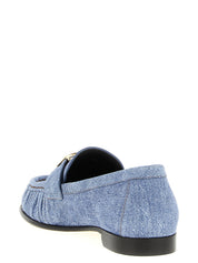 Fendi Blue Calfskin Slip-On Loafers