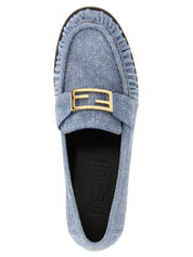 Fendi Blue Calfskin Slip-On Loafers