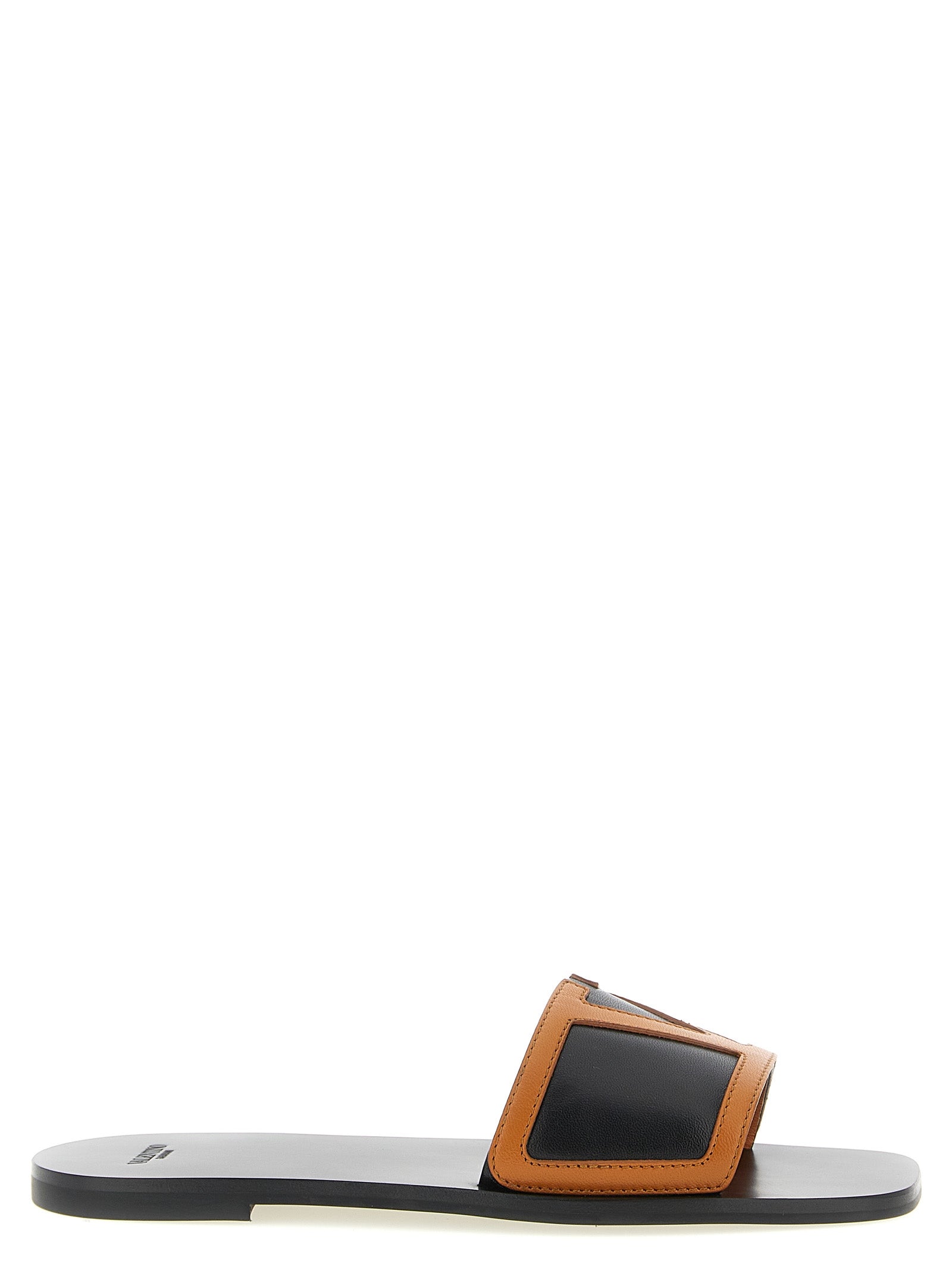 Brown Lamb Leather Slides