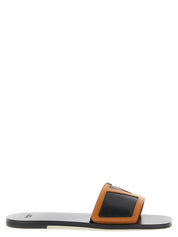 Brown Lamb Leather Slides