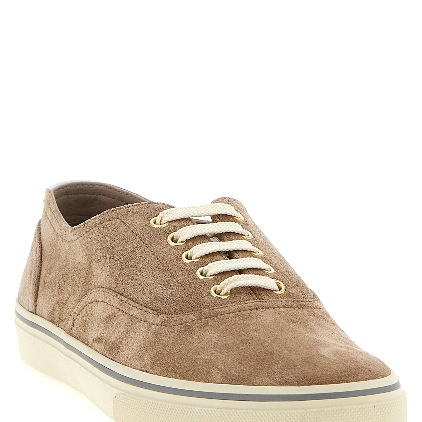 Brunello Cucinelli Beige Calfskin Low Top Sneakers Brunello Cucinelli
