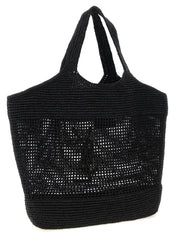 Black Raffia Tote Bag