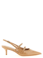 Beige Polyethylene Mid Heel Pumps