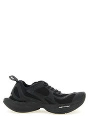 Black Polyester Athletic Sneakers