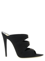 Black Viscose Stiletto Heel Sandals