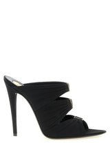 Black Viscose Stiletto Heel Sandals