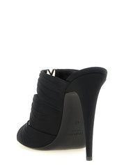 Black Viscose Stiletto Heel Sandals