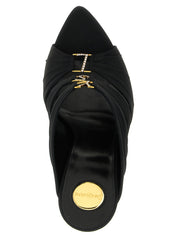 Black Viscose Stiletto Heel Sandals