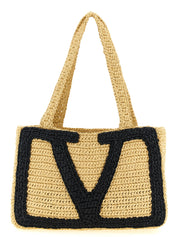 Beige Viscose Tote Bag
