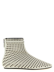 Beige Calfskin Ankle Boots