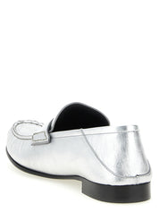 Silver Lamb Leather Slip-On Loafers