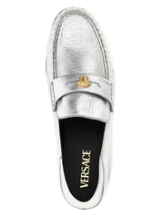 Silver Lamb Leather Slip-On Loafers