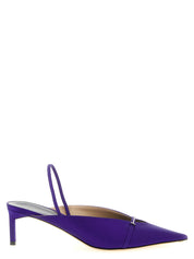 Purple Viscose Mid Heel Pumps