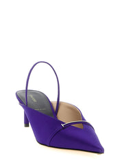 Purple Viscose Mid Heel Pumps