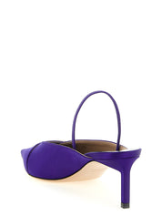 Purple Viscose Mid Heel Pumps