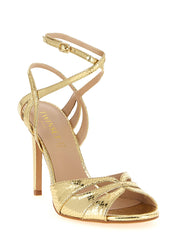 Twinset Gold Leather Stiletto Heel Sandals