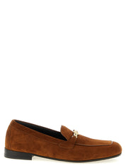Versace Brown Calfskin Slip-On Loafers