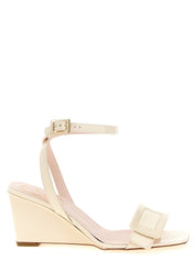 White Calfskin Wedge Sandals