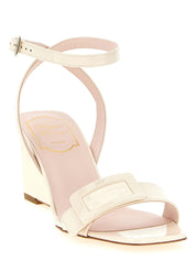 White Calfskin Wedge Sandals