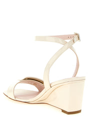 White Calfskin Wedge Sandals