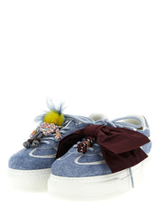Blue Calfskin Platform Sneakers
