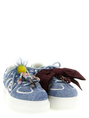 Blue Calfskin Platform Sneakers