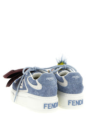 Blue Calfskin Platform Sneakers