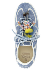 Blue Calfskin Platform Sneakers