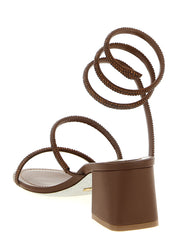 Brown Viscose Strap-On Sandals