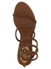 Brown Viscose Strap-On Sandals