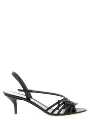 Black Calfskin Stiletto Heel Sandals