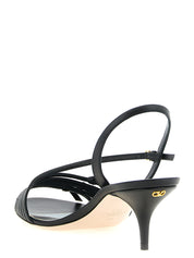 Black Calfskin Stiletto Heel Sandals