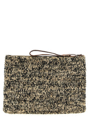 Bicolor Raffia Clutch Bag
