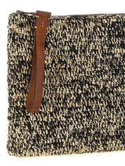 Bicolor Raffia Clutch Bag
