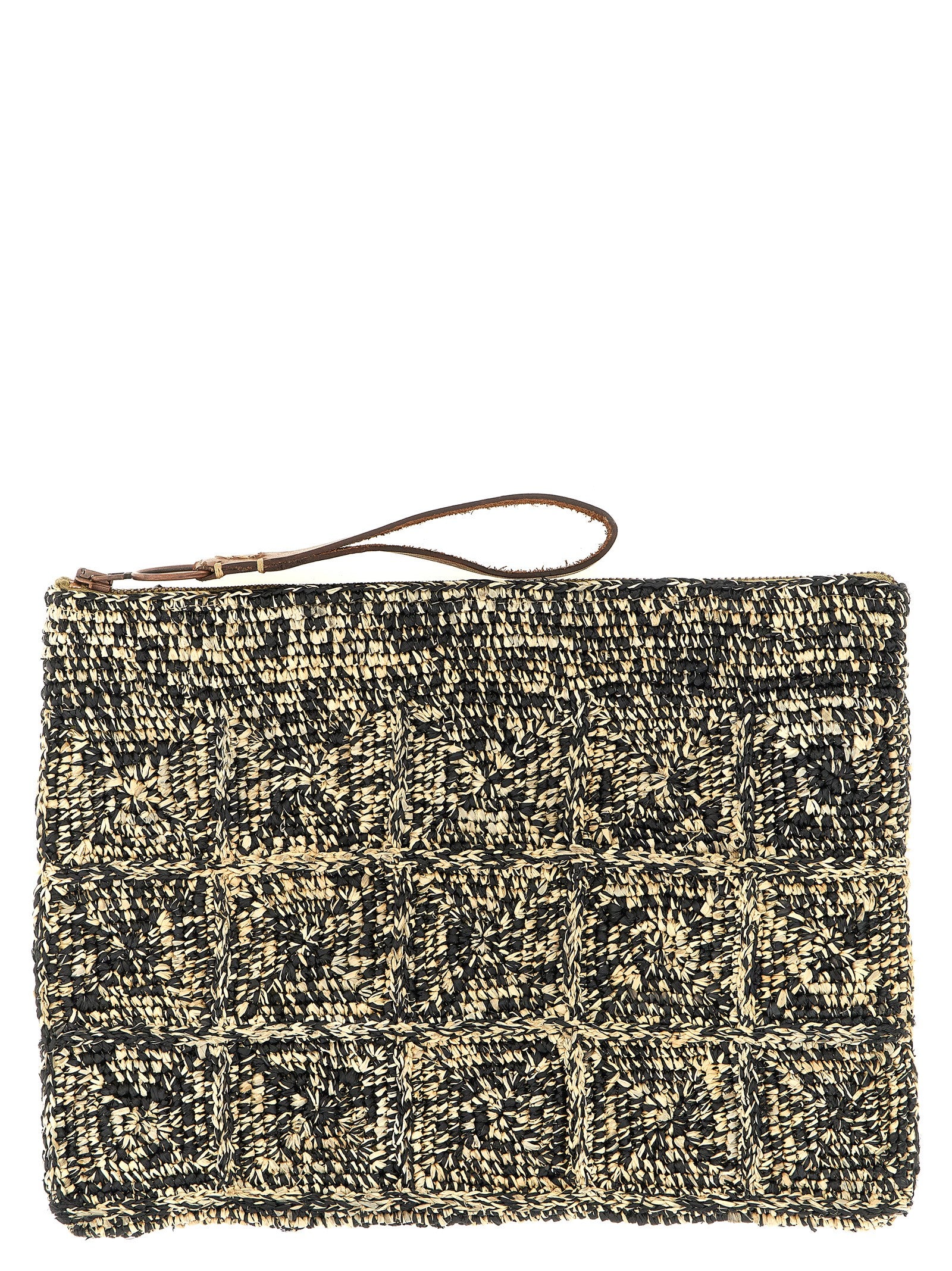 Bicolor Raffia Clutch Bag