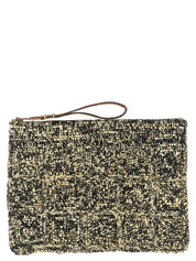 Bicolor Raffia Clutch Bag