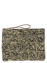 Bicolor Raffia Clutch Bag