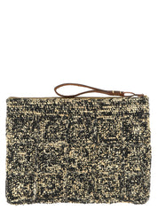 Bicolor Raffia Clutch Bag