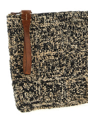Bicolor Raffia Clutch Bag