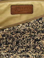 Bicolor Raffia Clutch Bag