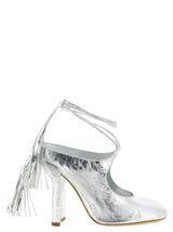 Silver Lamb Leather High Heel Pumps