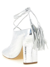 Silver Lamb Leather High Heel Pumps