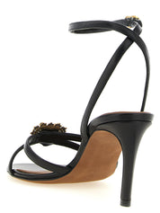 Black Calfskin Stiletto Heel Sandals