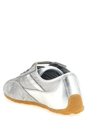 Silver Leather Athletic Sneakers