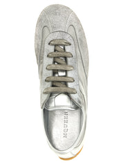 Silver Leather Athletic Sneakers
