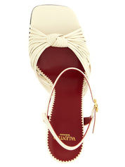 White Goatskin Stiletto Heel Sandals