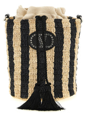 Black Straw Shoulder Bag
