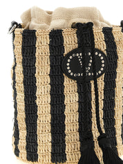 Black Straw Shoulder Bag